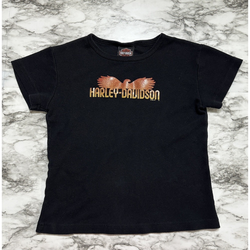 Vintage‎ 2002 Harley Davidson Women's T Shirt Size M Slim Black  Graphic